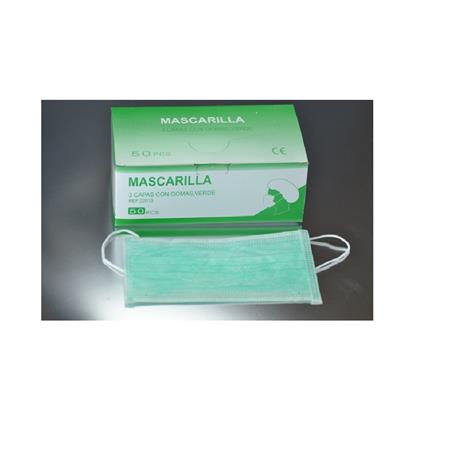 MASCARILLA 3CAPAS C/GOMAS VERDE LUNA (50u)
